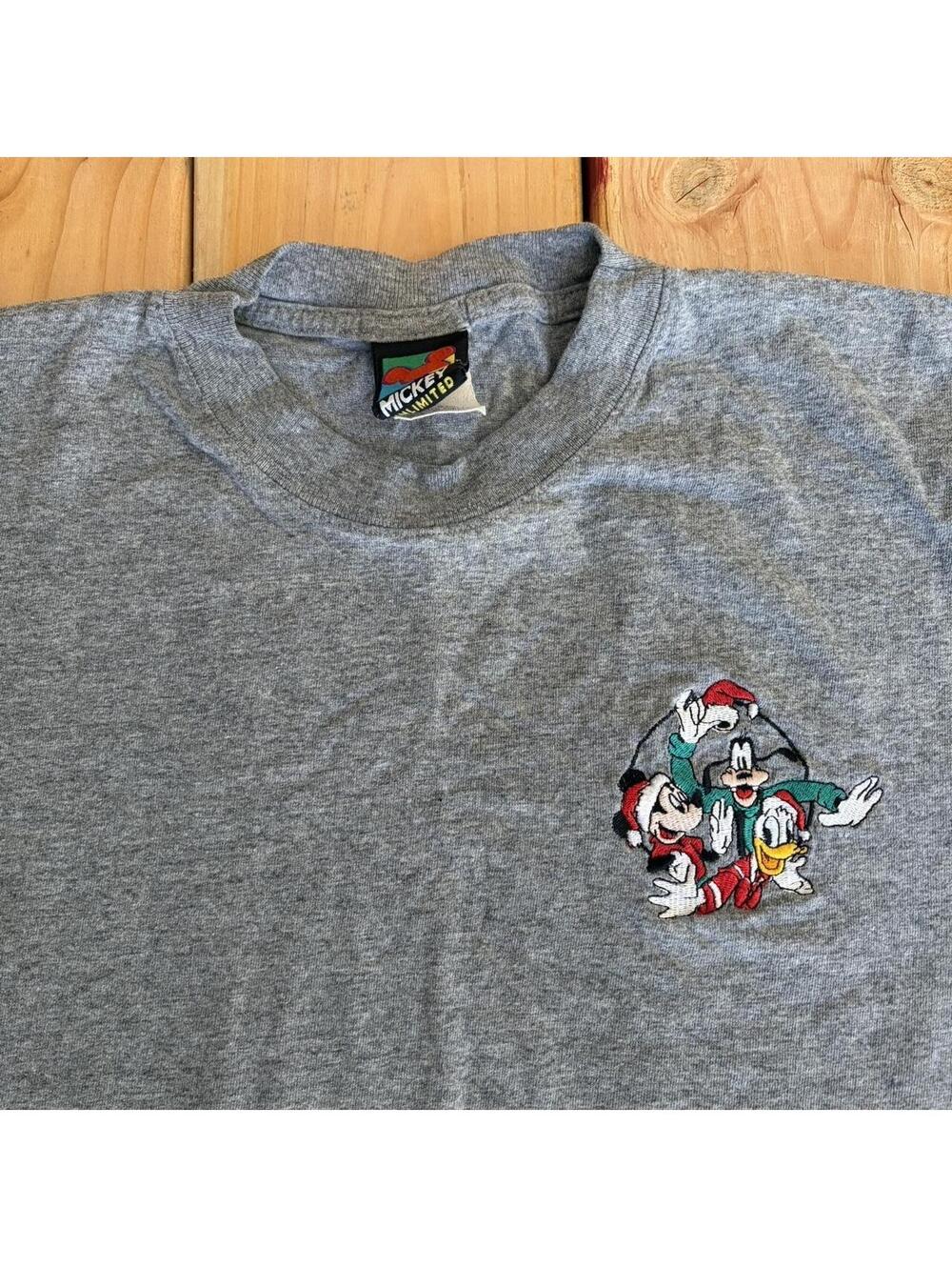 Mickey Unlimited Christmas grey tee Mickey Goofy Donald
